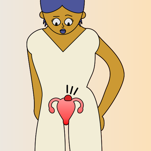 Ilustração de uma pessoa com um mioma no útero.